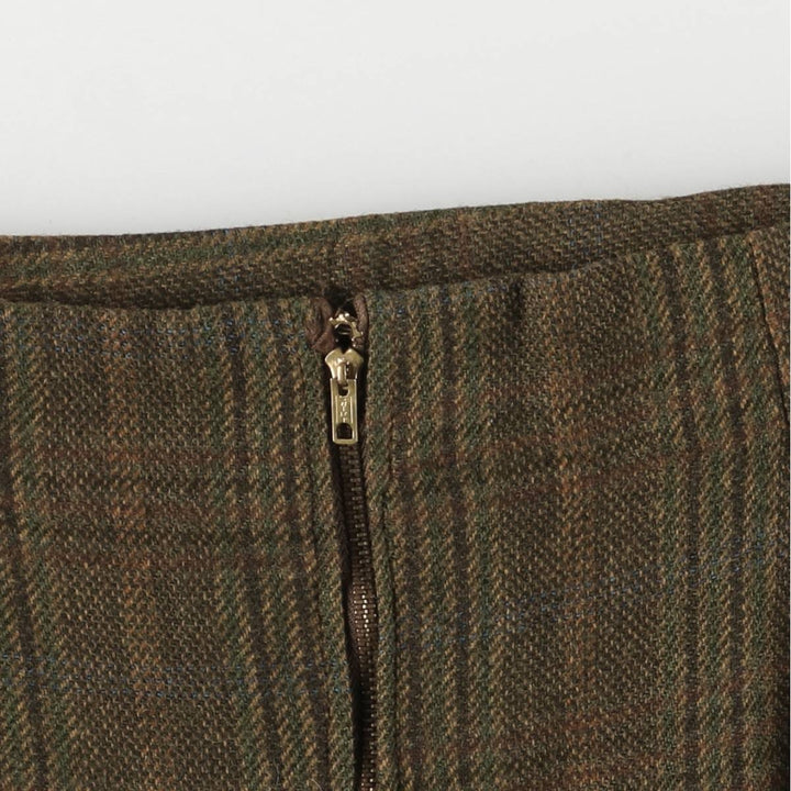 Check Pattern Half-Length Tight Skirt, Women's Size M, Vintage unclear brown type Vintage Second Hand