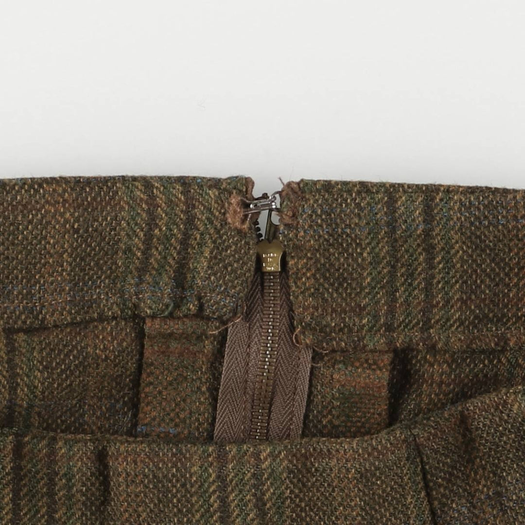 Check Pattern Half-Length Tight Skirt, Women's Size M, Vintage unclear brown type Vintage Second Hand