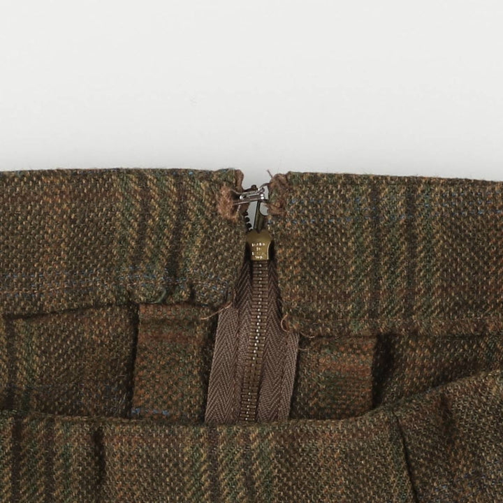 Check Pattern Half-Length Tight Skirt, Women's Size M, Vintage unclear brown type Vintage Second Hand