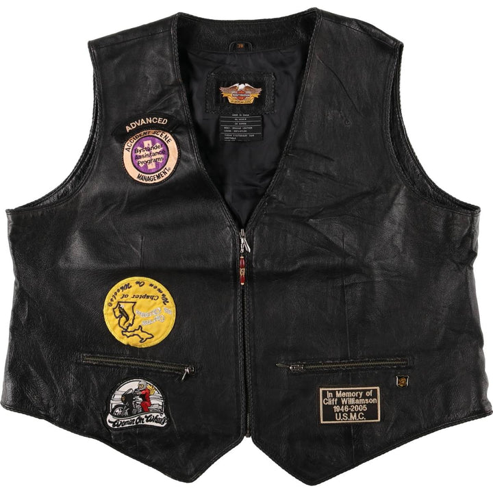 Harley-Davidson Leather Vest, Women's, Size XXL genuine leather black type Vintage Second Hand