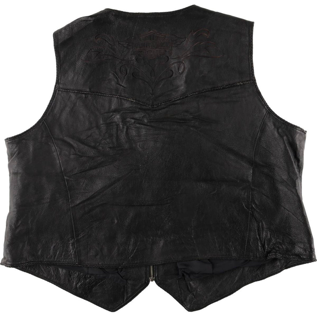 Harley-Davidson Leather Vest, Women's, Size XXL genuine leather black type Vintage Second Hand