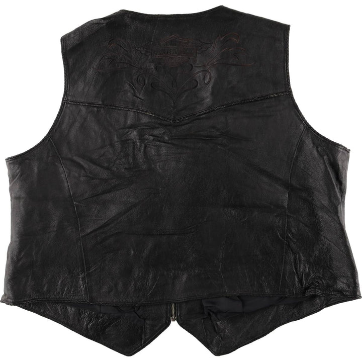 Harley-Davidson Leather Vest, Women's, Size XXL genuine leather black type Vintage Second Hand