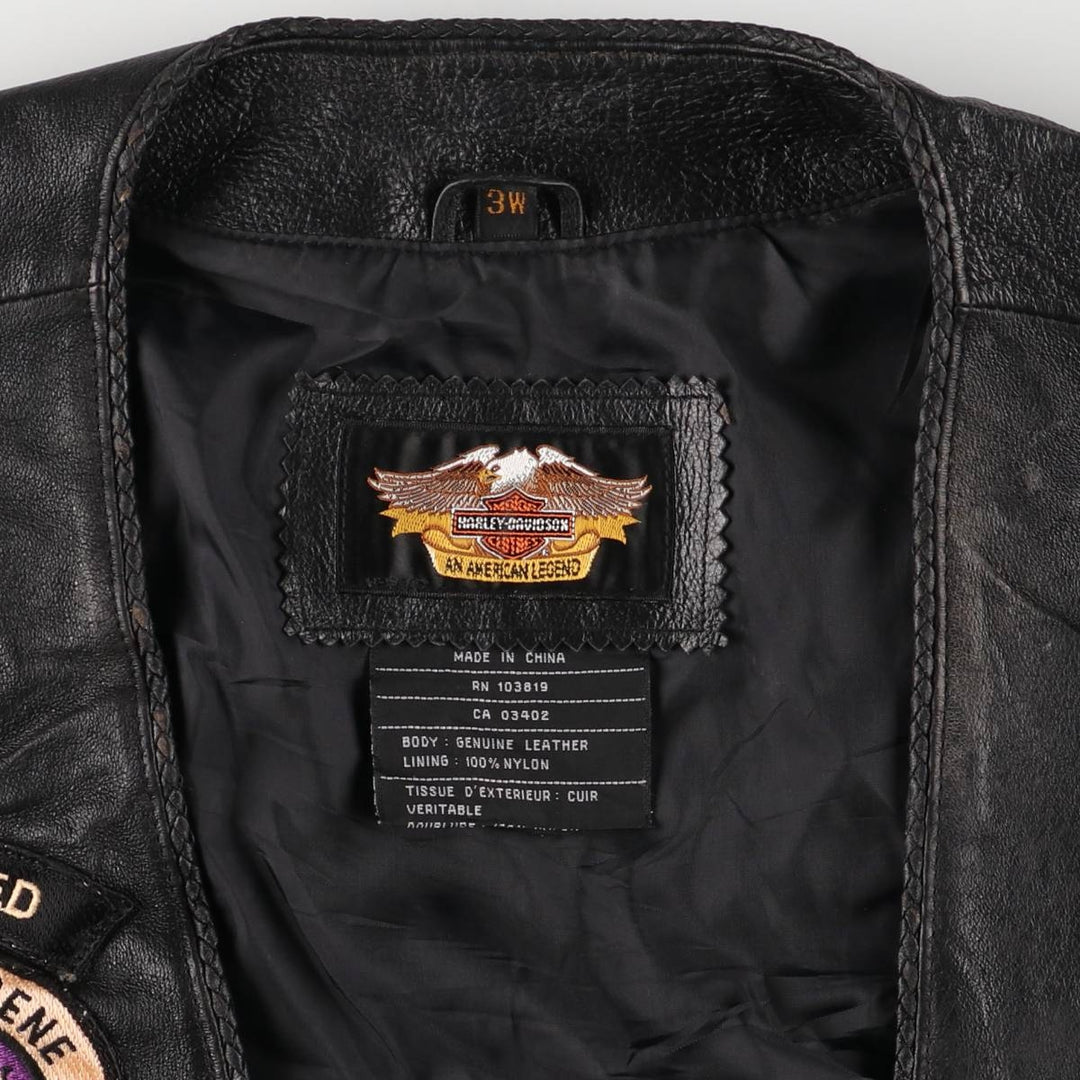 Harley-Davidson Leather Vest, Women's, Size XXL genuine leather black type Vintage Second Hand