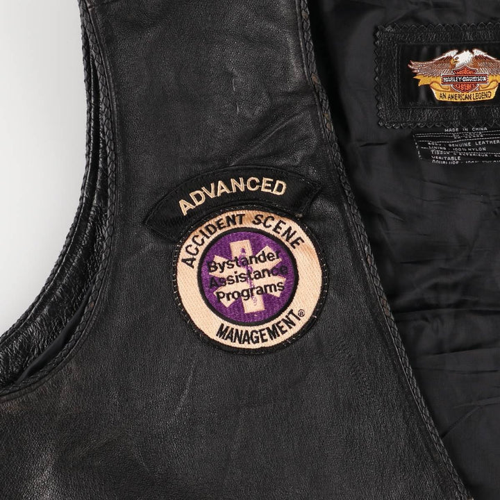 Harley-Davidson Leather Vest, Women's, Size XXL genuine leather black type Vintage Second Hand