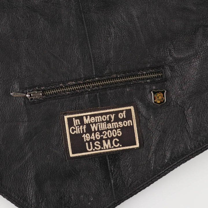Harley-Davidson Leather Vest, Women's, Size XXL genuine leather black type Vintage Second Hand