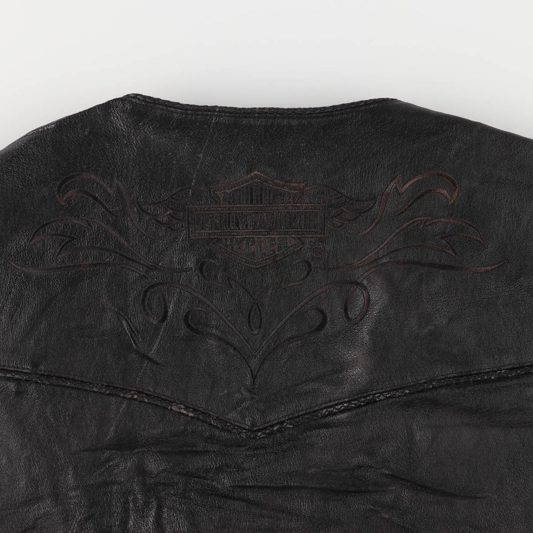 Harley-Davidson Leather Vest, Women's, Size XXL genuine leather black type Vintage Second Hand