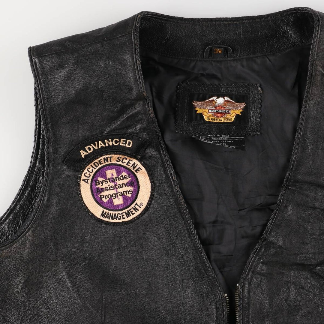 Harley-Davidson Leather Vest, Women's, Size XXL genuine leather black type Vintage Second Hand