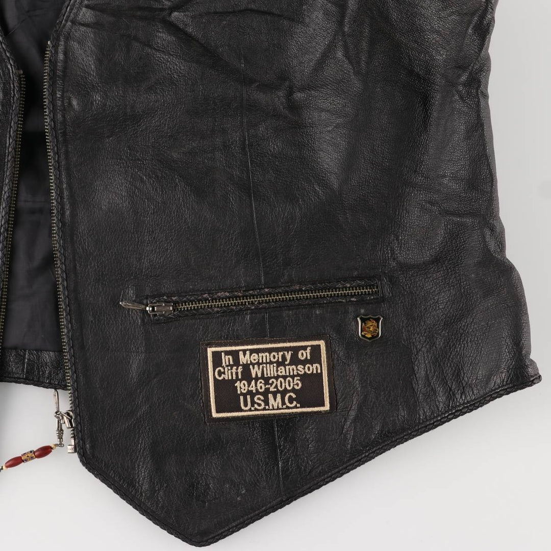 Harley-Davidson Leather Vest, Women's, Size XXL genuine leather black type Vintage Second Hand