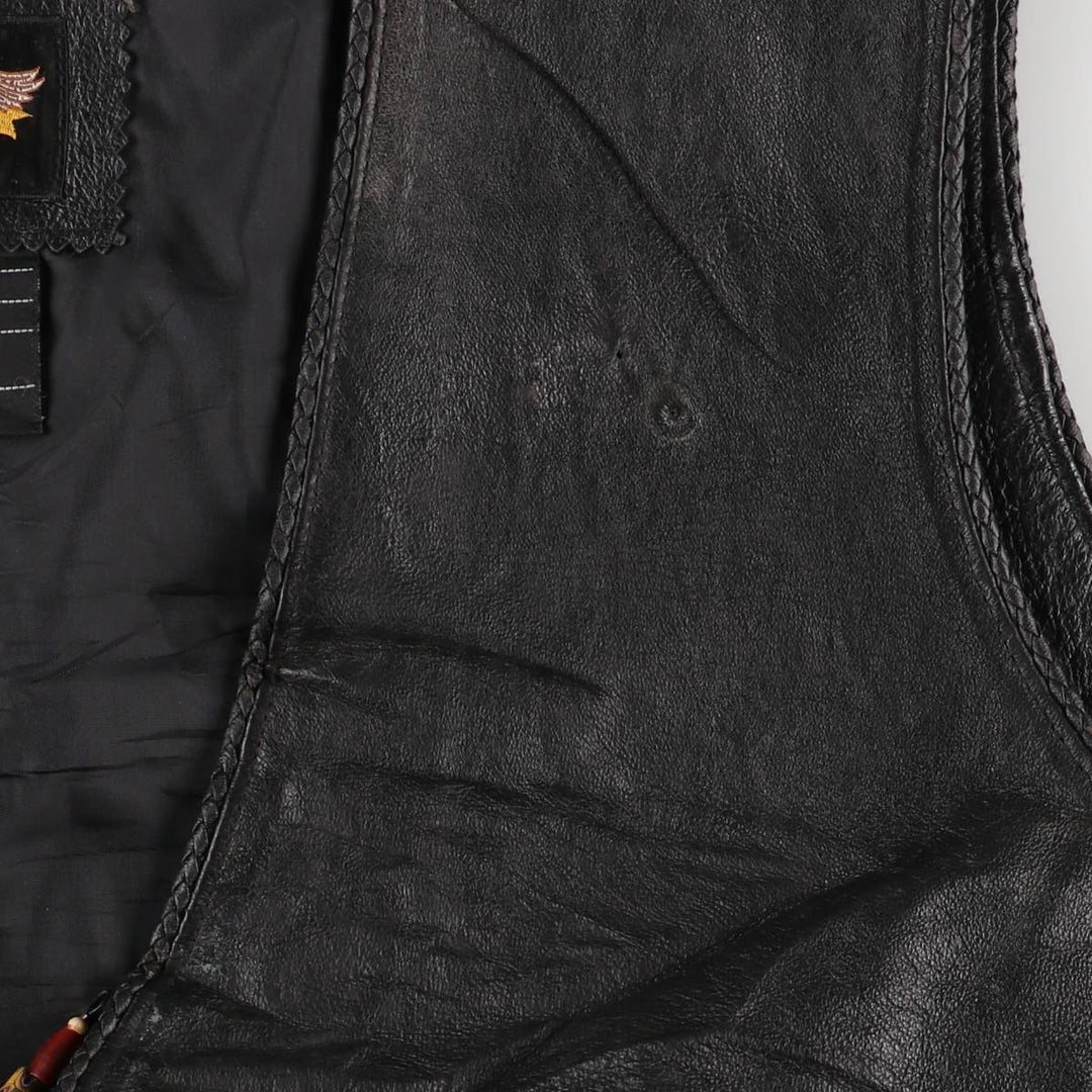Harley-Davidson Leather Vest, Women's, Size XXL genuine leather black type Vintage Second Hand