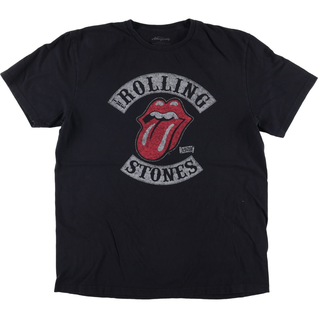 The Rolling Stones Band T-shirt, Band T, Men's L size cotton black type Vintage Second Hand