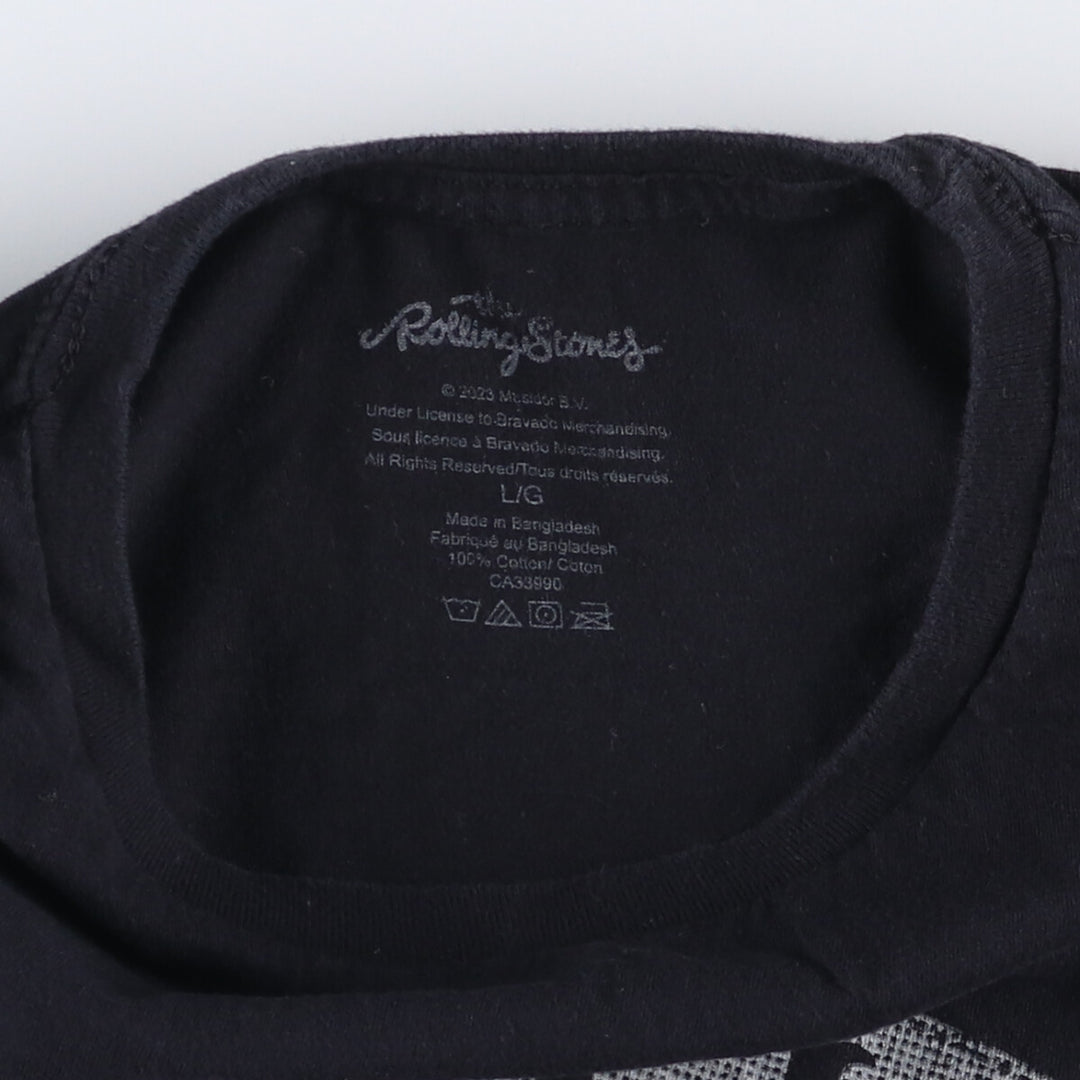 The Rolling Stones Band T-shirt, Band T, Men's L size cotton black type Vintage Second Hand