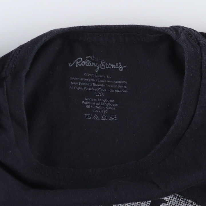 The Rolling Stones Band T-shirt, Band T, Men's L size cotton black type Vintage Second Hand