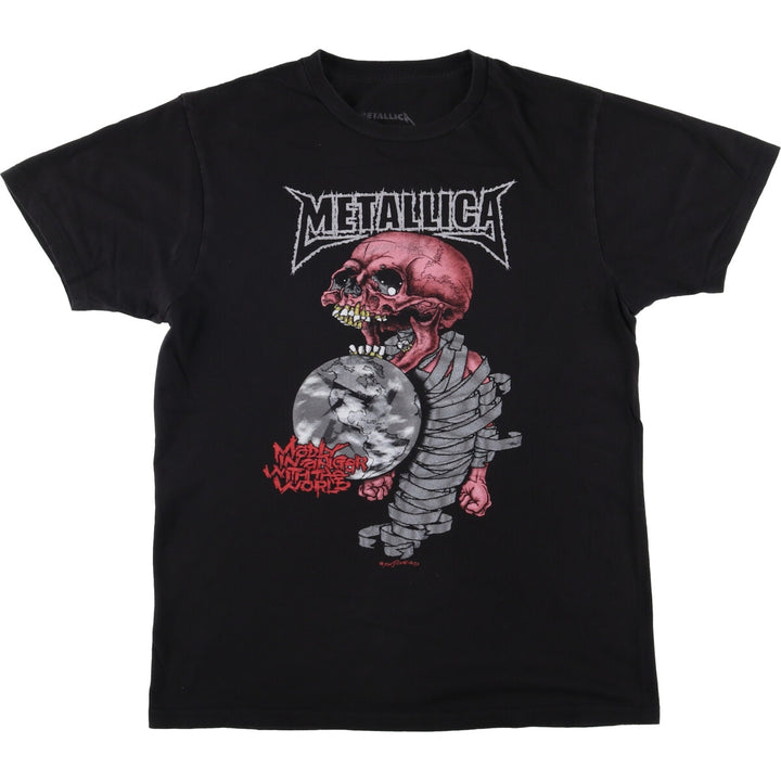 METALLICA Skull Pattern Band T-shirt Band Tee Men's M size cotton black type Vintage Second Hand