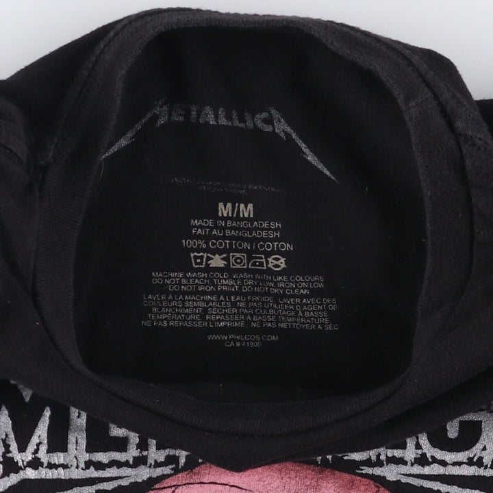METALLICA Skull Pattern Band T-shirt Band Tee Men's M size cotton black type Vintage Second Hand
