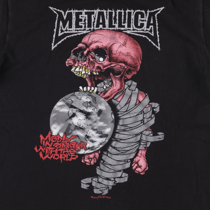 METALLICA Skull Pattern Band T-shirt Band Tee Men's M size cotton black type Vintage Second Hand