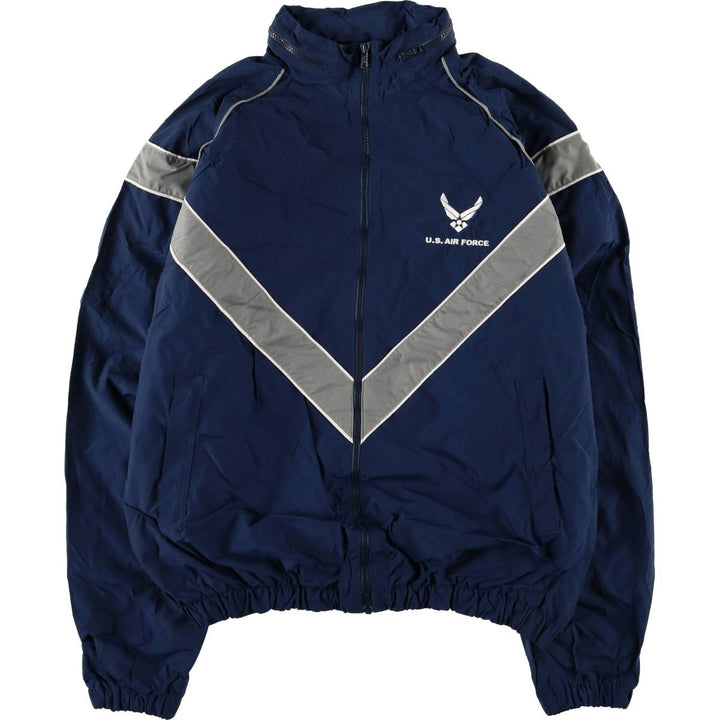 00'S US Military USAIR FORCE SKILCRAFT PTU Training Jacket Nylon Jacket Made in USA X-LARGE Nylon Navy blue Vintage Second Hand