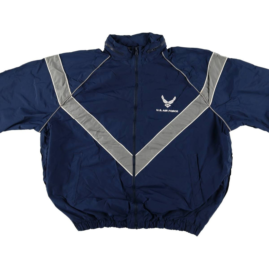 00'S US Military USAIR FORCE SKILCRAFT PTU Training Jacket Nylon Jacket Made in USA X-LARGE Nylon Navy blue Vintage Second Hand