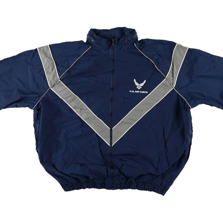 00'S US Military USAIR FORCE SKILCRAFT PTU Training Jacket Nylon Jacket Made in USA X-LARGE Nylon Navy blue Vintage Second Hand