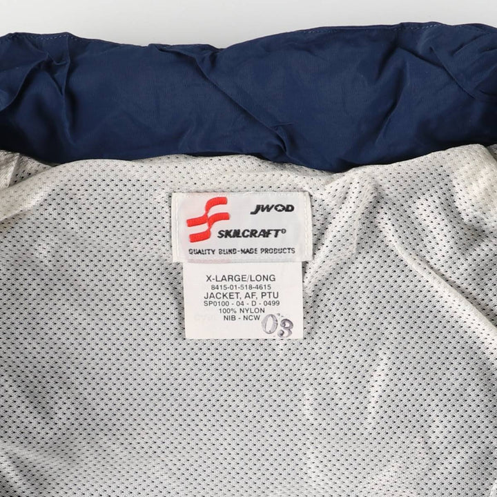 00'S US Military USAIR FORCE SKILCRAFT PTU Training Jacket Nylon Jacket Made in USA X-LARGE Nylon Navy blue Vintage Second Hand
