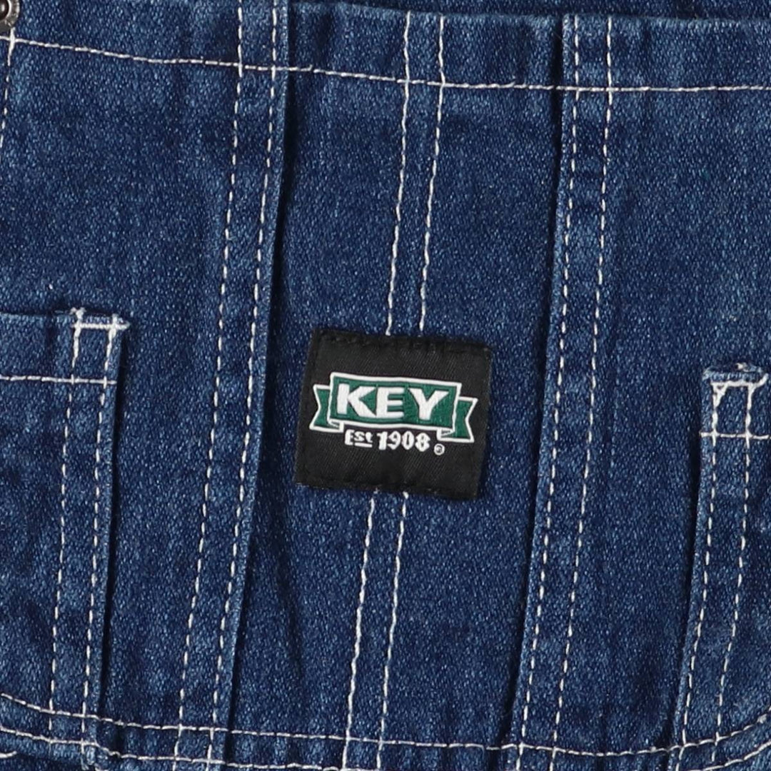 Key Denim Overalls Women's L (W30) cotton blue type Vintage Second Hand