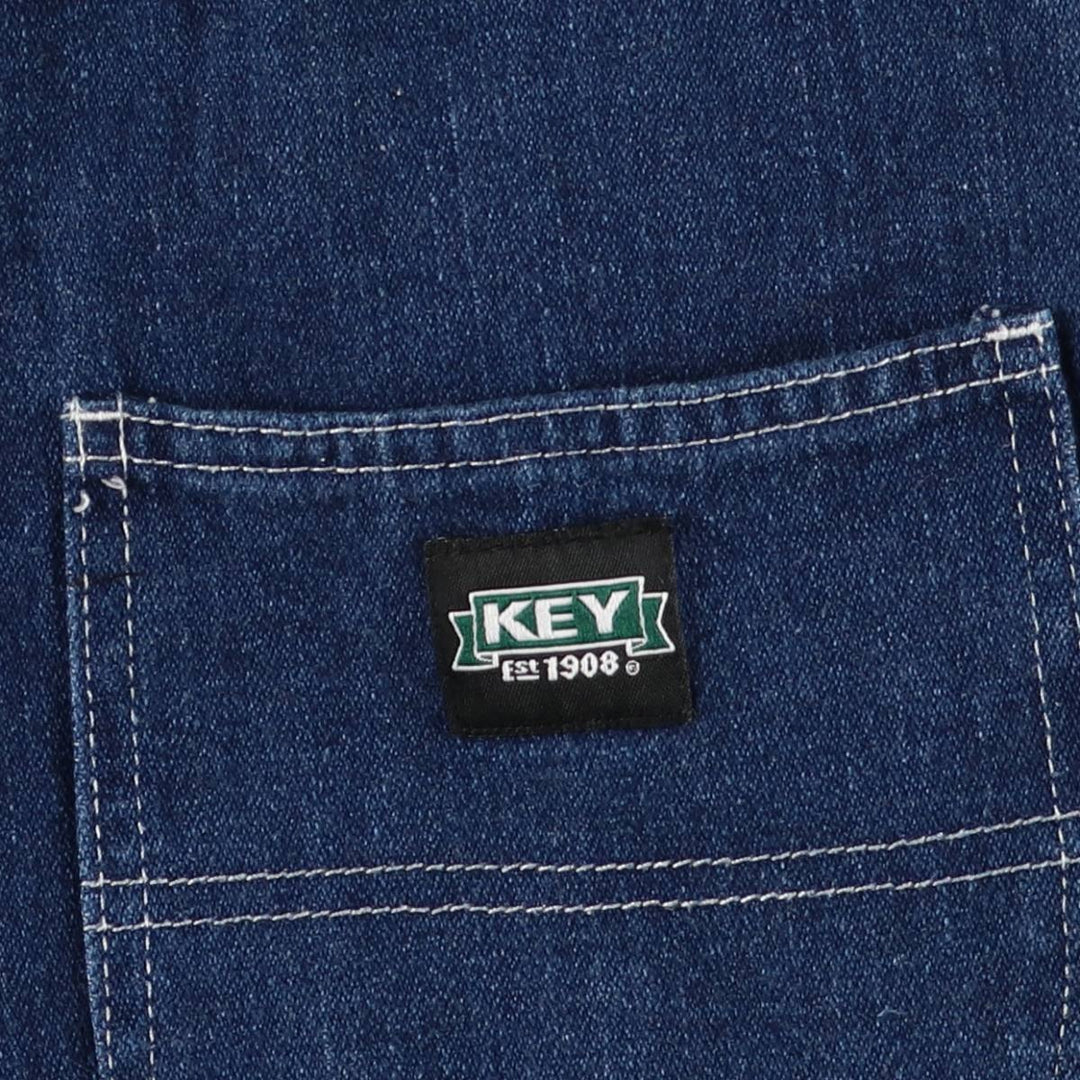Key Denim Overalls Women's L (W30) cotton blue type Vintage Second Hand