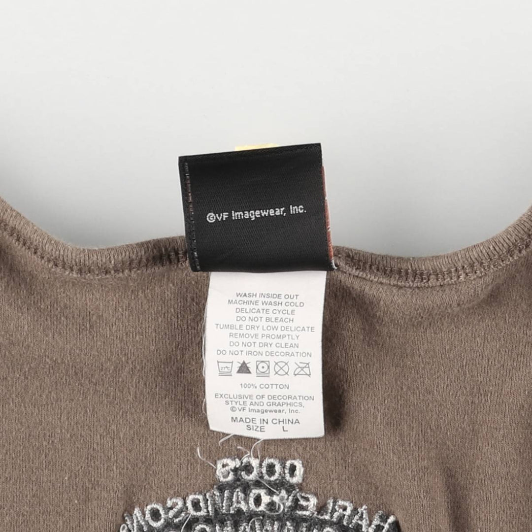 00'S Harley-Davidson Motorcycle Bike T-shirt Women's L size cotton brown type Vintage Second Hand