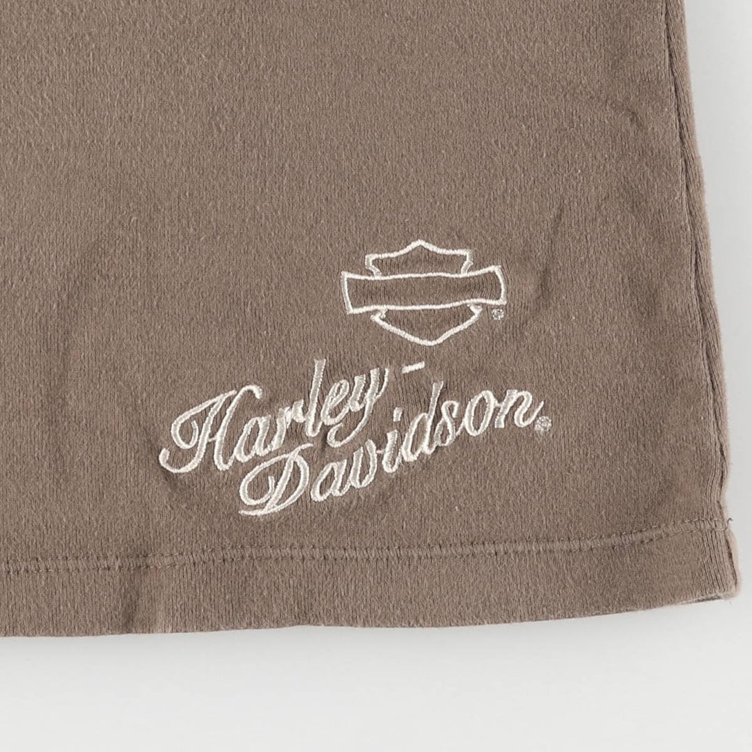 00'S Harley-Davidson Motorcycle Bike T-shirt Women's L size cotton brown type Vintage Second Hand