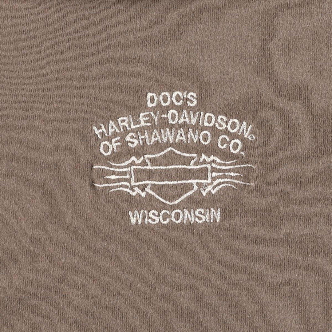 00'S Harley-Davidson Motorcycle Bike T-shirt Women's L size cotton brown type Vintage Second Hand