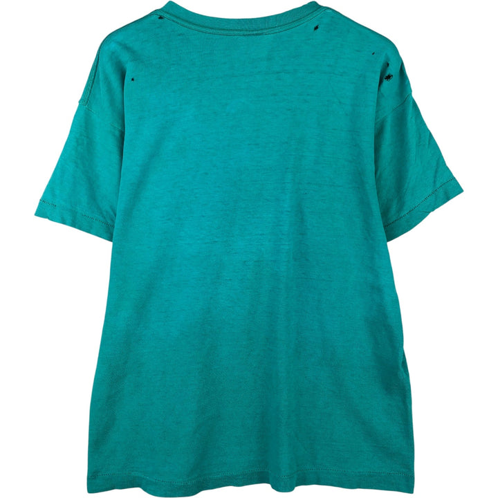 Vintage 1970'S Champion Bartag College T-shirt, Made in USA, Women's Size Medium cotton turquoise blue Vintage Second Hand