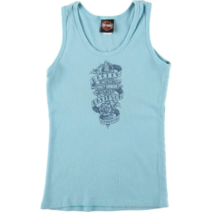 00'S Harley-Davidson Tank Top Made in USA Women's XL cotton Blue type light blue Vintage Second Hand