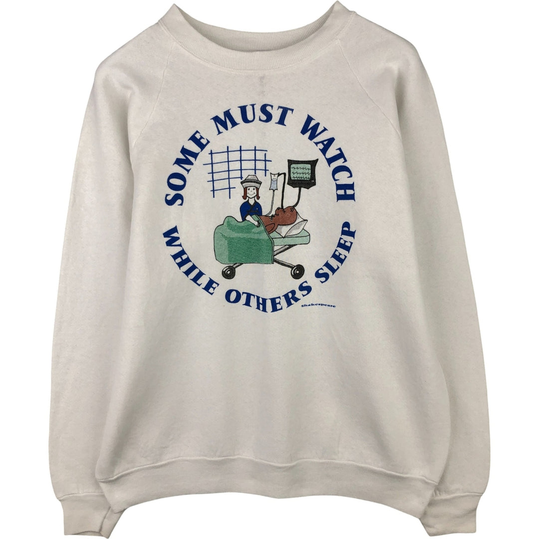 Vintage 90'S Fruit of the Loom print sweatshirt, made in the USA, size L, women's cotton white type Vintage Second Hand
