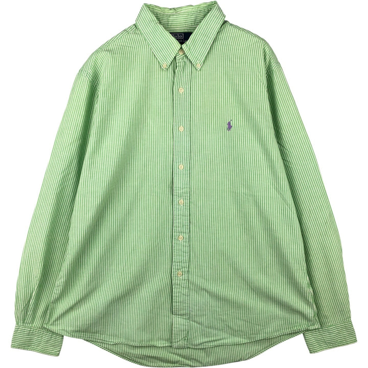 Ralph Lauren POLO by Ralph Lauren CUSTOM FIT long-sleeved button-down striped shirt, men's size XL cotton Mint green Vintage Second Hand