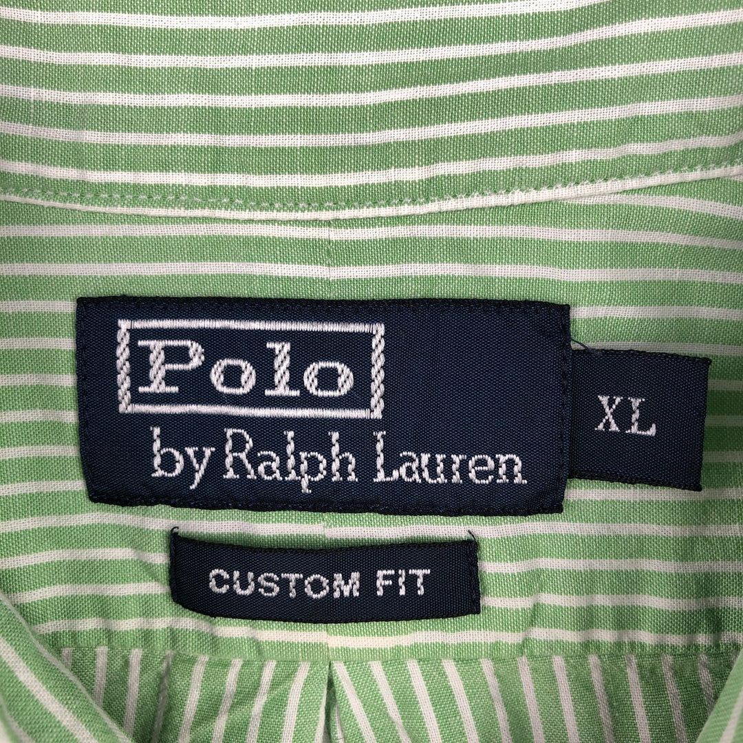 Ralph Lauren POLO by Ralph Lauren CUSTOM FIT long-sleeved button-down striped shirt, men's size XL cotton Mint green Vintage Second Hand