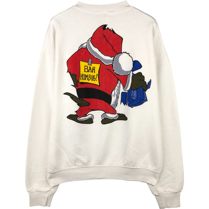 90'S Fruit of the Loom Tasmanian Devil character sweatshirt, women's size L cotton white type Vintage Second Hand
