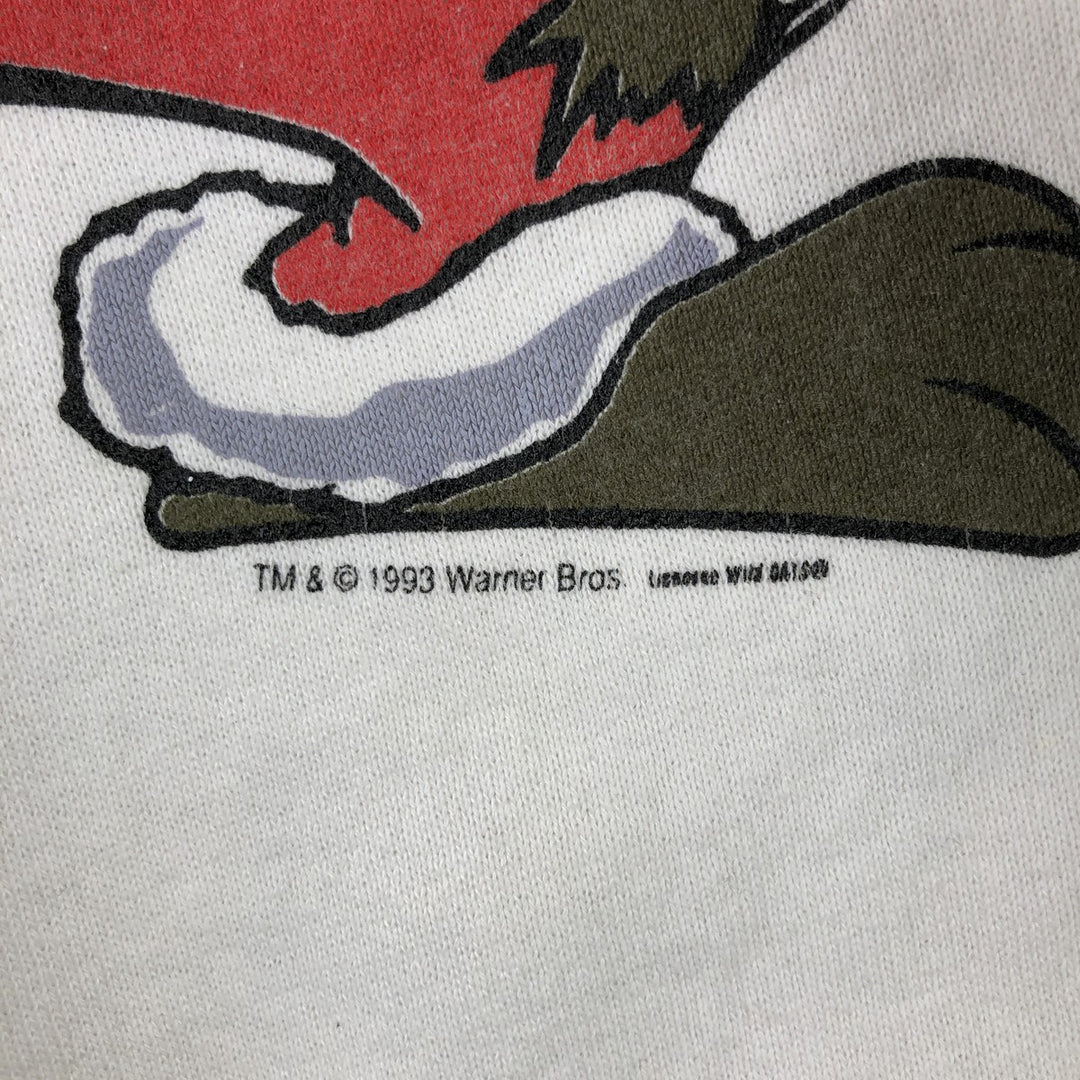 90'S Fruit of the Loom Tasmanian Devil character sweatshirt, women's size L cotton white type Vintage Second Hand