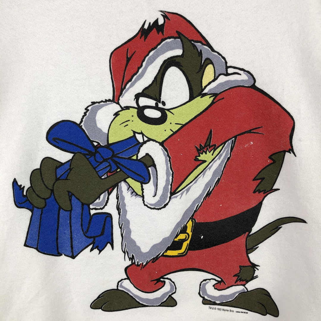 90'S Fruit of the Loom Tasmanian Devil character sweatshirt, women's size L cotton white type Vintage Second Hand