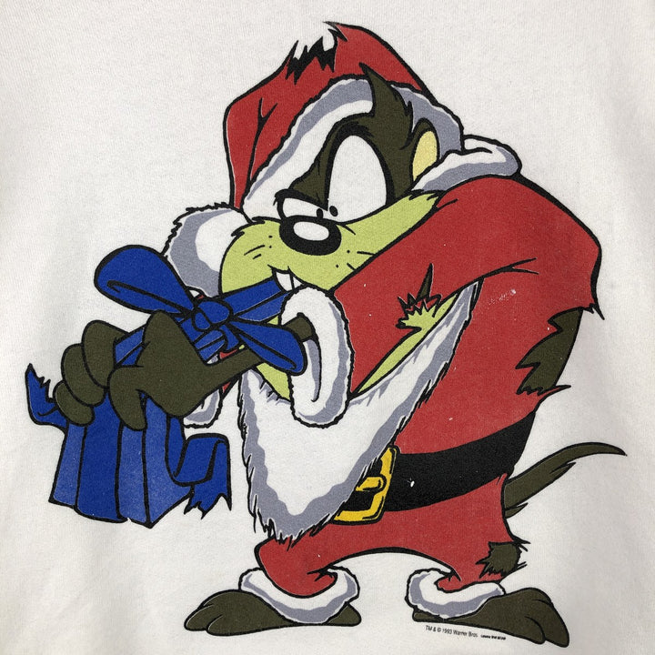 90'S Fruit of the Loom Tasmanian Devil character sweatshirt, women's size L cotton white type Vintage Second Hand
