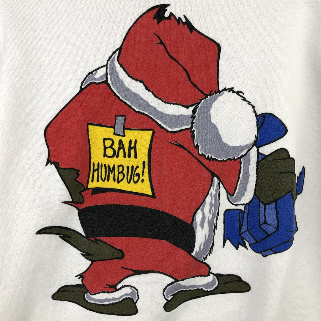 90'S Fruit of the Loom Tasmanian Devil character sweatshirt, women's size L cotton white type Vintage Second Hand