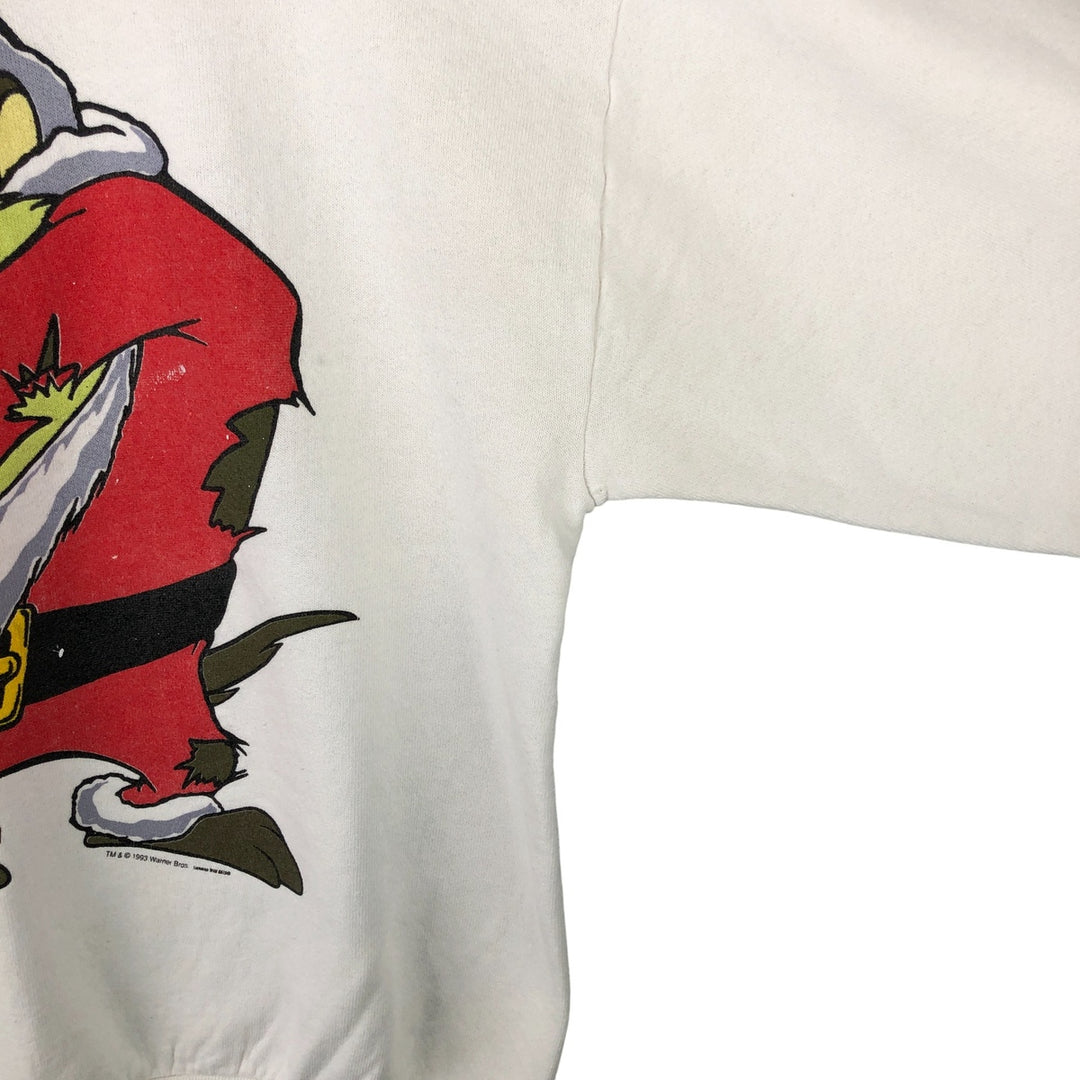 90'S Fruit of the Loom Tasmanian Devil character sweatshirt, women's size L cotton white type Vintage Second Hand