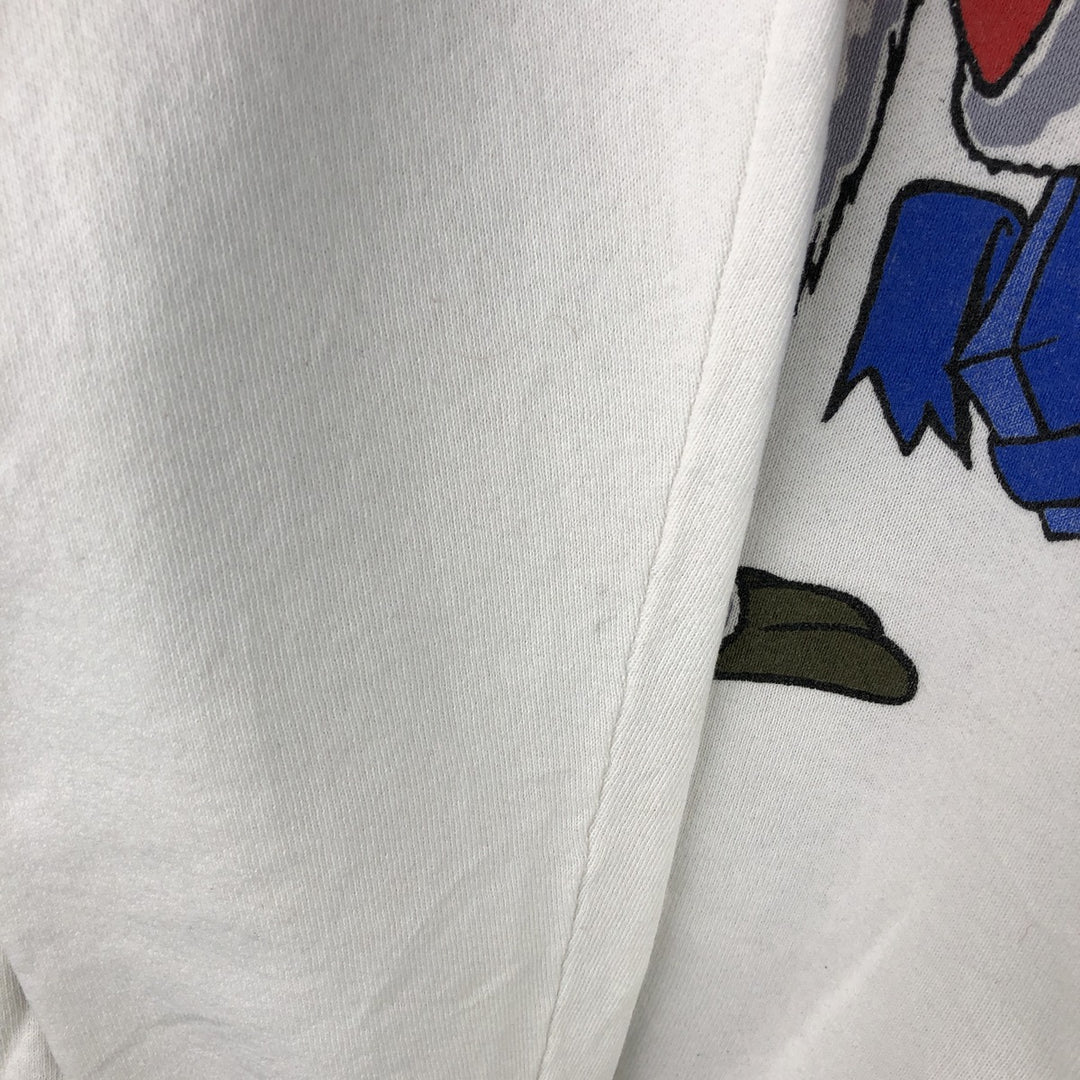 90'S Fruit of the Loom Tasmanian Devil character sweatshirt, women's size L cotton white type Vintage Second Hand