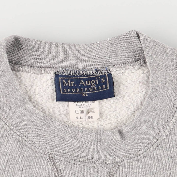 Mr. Augi's Vintage College Sweatshirt, Made in USA, Men's Size XL cotton gray type Vintage Second Hand