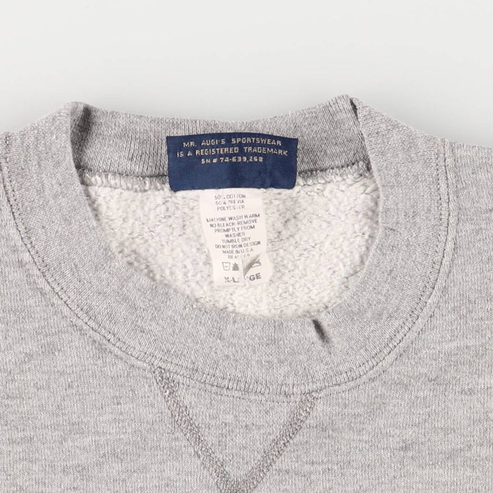 Mr. Augi's Vintage College Sweatshirt, Made in USA, Men's Size XL cotton gray type Vintage Second Hand