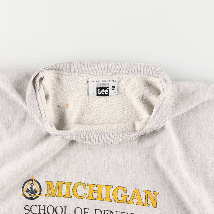 Vintage 1990'S Lee University of Michigan college sweatshirt, made in the USA, size XL. cotton gray type Vintage Second Hand