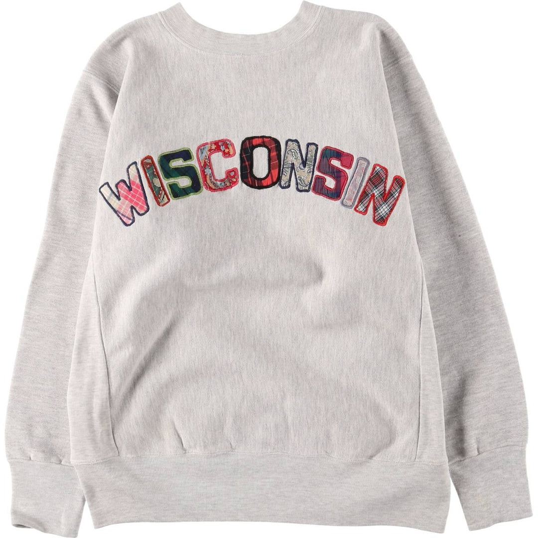 Vintage 1990'S University of Wisconsin Bedford College Sweatshirt, Made in USA, Men's Size Medium cotton gray type Vintage Second Hand