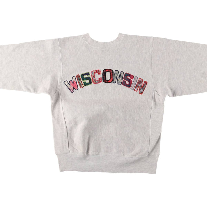 Vintage 1990'S University of Wisconsin Bedford College Sweatshirt, Made in USA, Men's Size Medium cotton gray type Vintage Second Hand