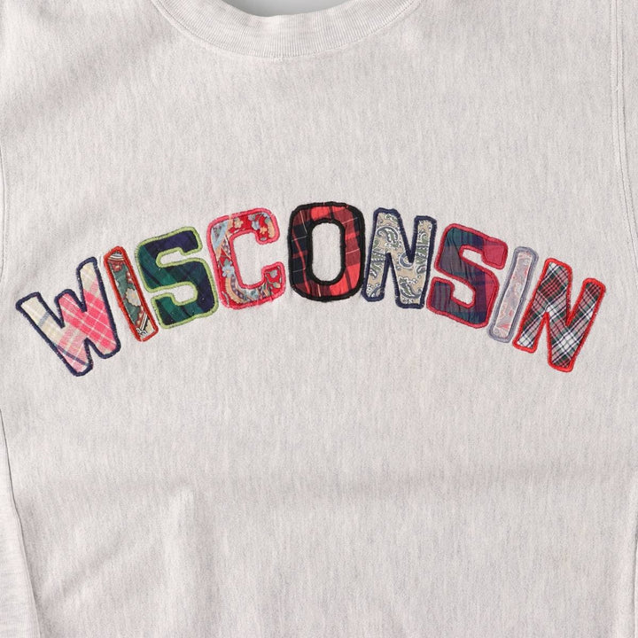 Vintage 1990'S University of Wisconsin Bedford College Sweatshirt, Made in USA, Men's Size Medium cotton gray type Vintage Second Hand