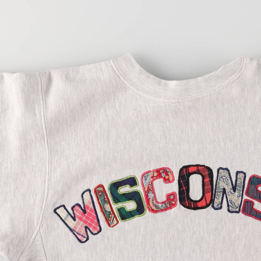 Vintage 1990'S University of Wisconsin Bedford College Sweatshirt, Made in USA, Men's Size Medium cotton gray type Vintage Second Hand