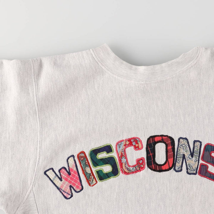 Vintage 1990'S University of Wisconsin Bedford College Sweatshirt, Made in USA, Men's Size Medium cotton gray type Vintage Second Hand
