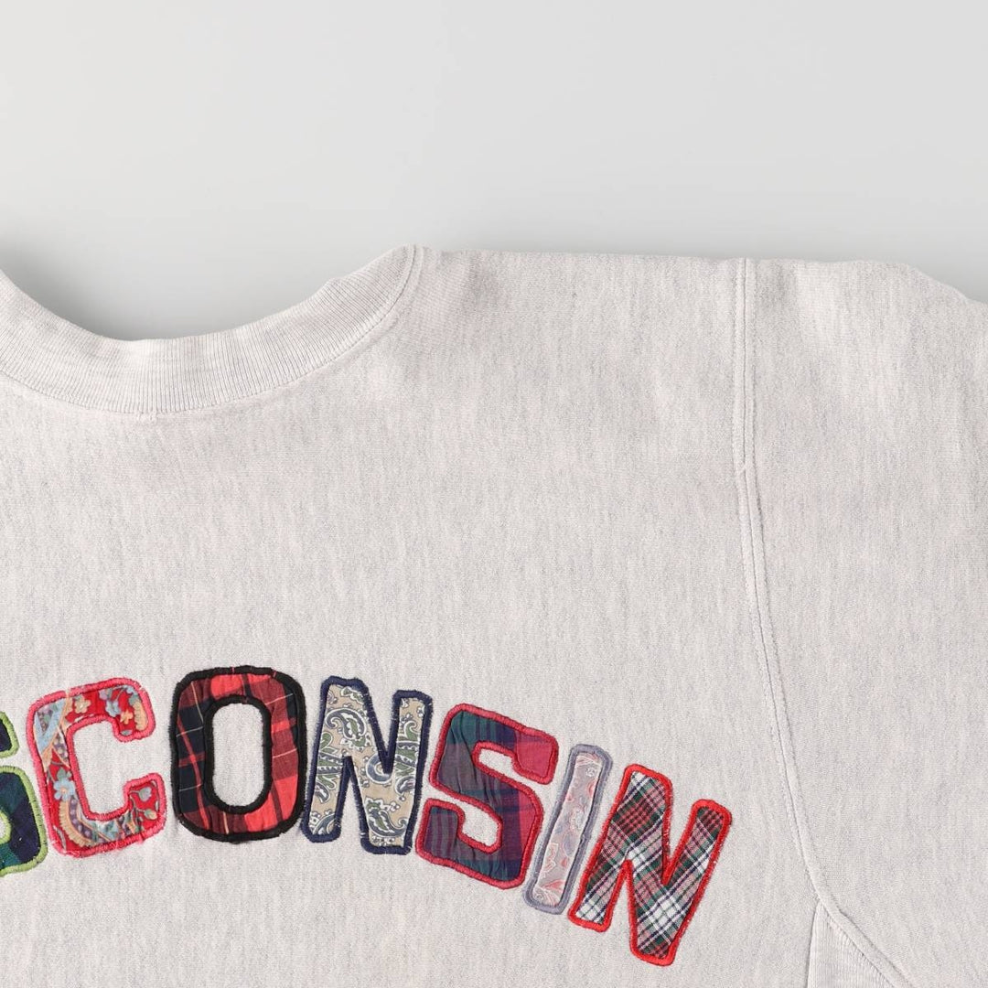 Vintage 1990'S University of Wisconsin Bedford College Sweatshirt, Made in USA, Men's Size Medium cotton gray type Vintage Second Hand