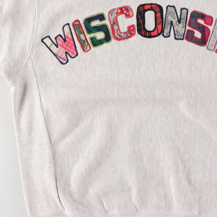 Vintage 1990'S University of Wisconsin Bedford College Sweatshirt, Made in USA, Men's Size Medium cotton gray type Vintage Second Hand